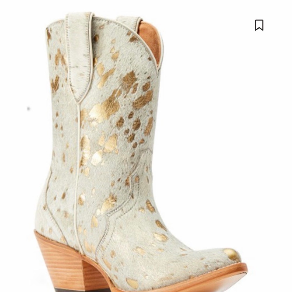 Ariat White & Gold Western Ankle Boots